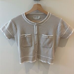 SEOUL MATE | striped short sleeve button baby tee size small